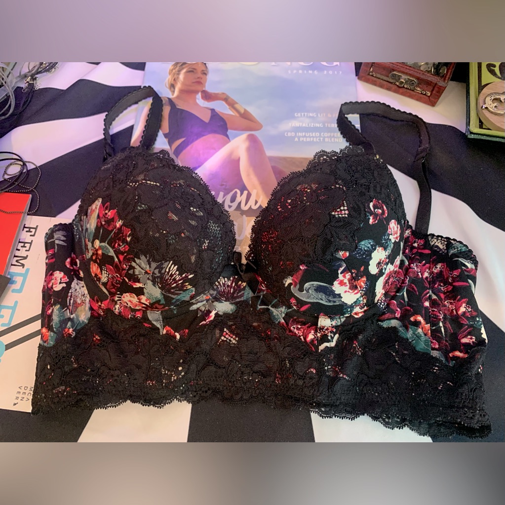 Moonlit Wetlands Push Up Bra, Lace Framed Nature Themed
